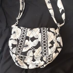 Vera Bradley Black and Cream Floral Crossbody Bag